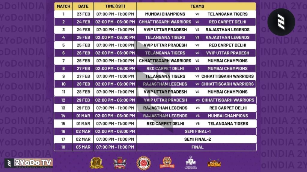 Indian Veteran Premier League 2024 Full Schedule with Squads of All 6